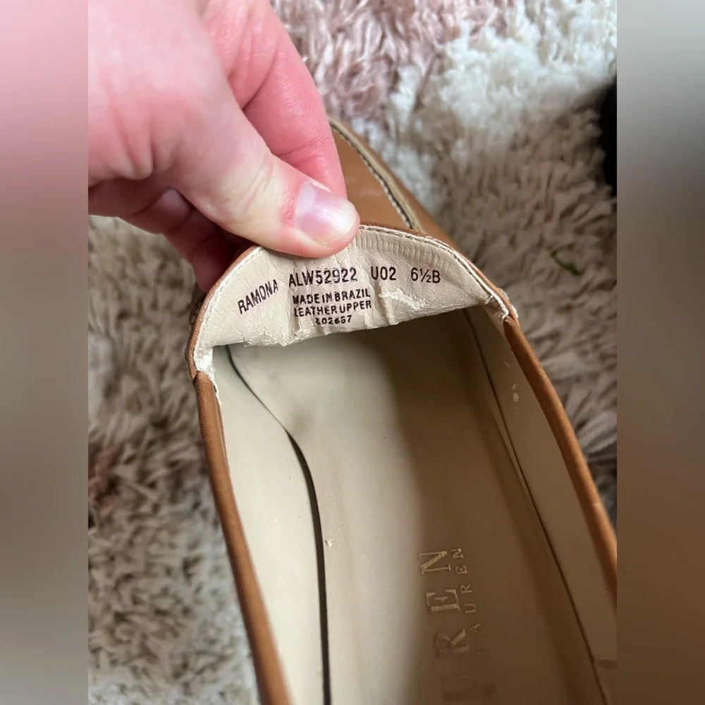Lauren Ralph Lauren Tan Leather Women's Loafers with a heel 🤎